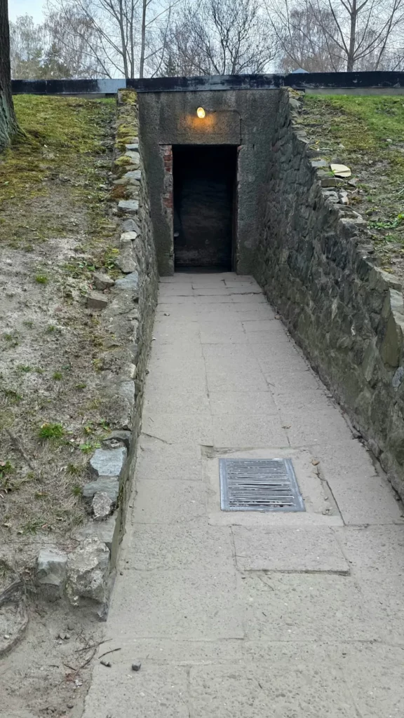 Entrance to the crematorium Auschwitz
